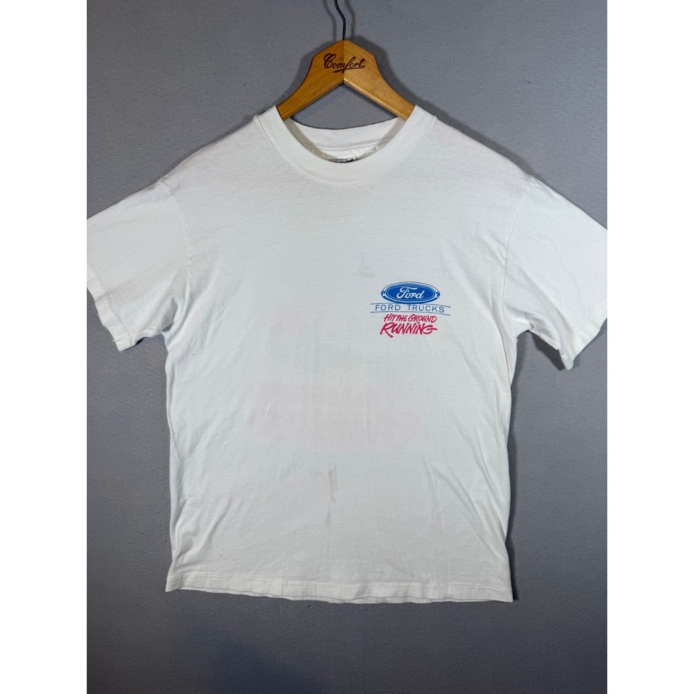 Vintage 1992 Ford Trucks Hit The Ground Running Hanes Beefy T-Shirt Medium Y2K